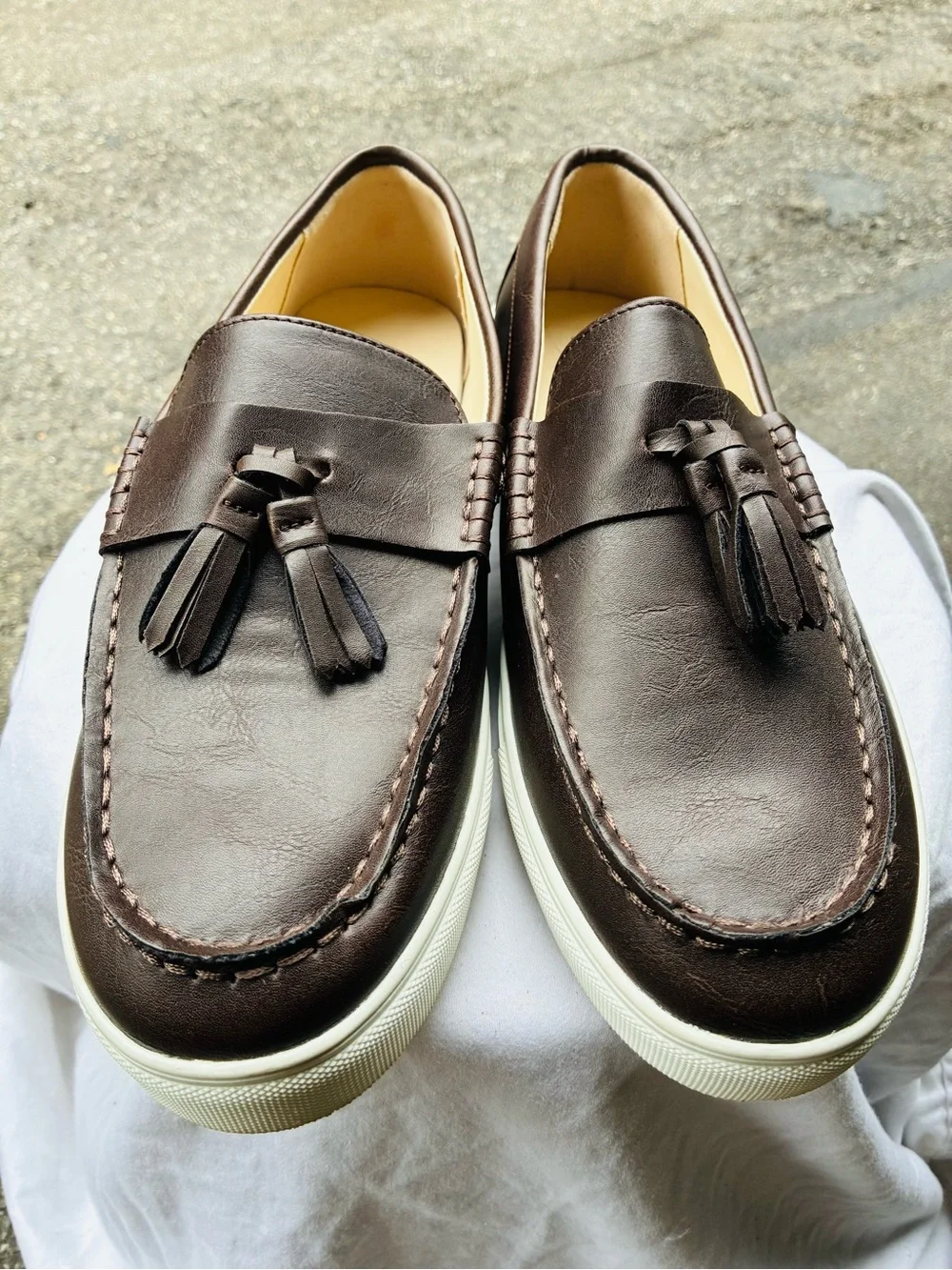 ASOS Dark Brown Faux Tassel Leather Loafers, Size 10